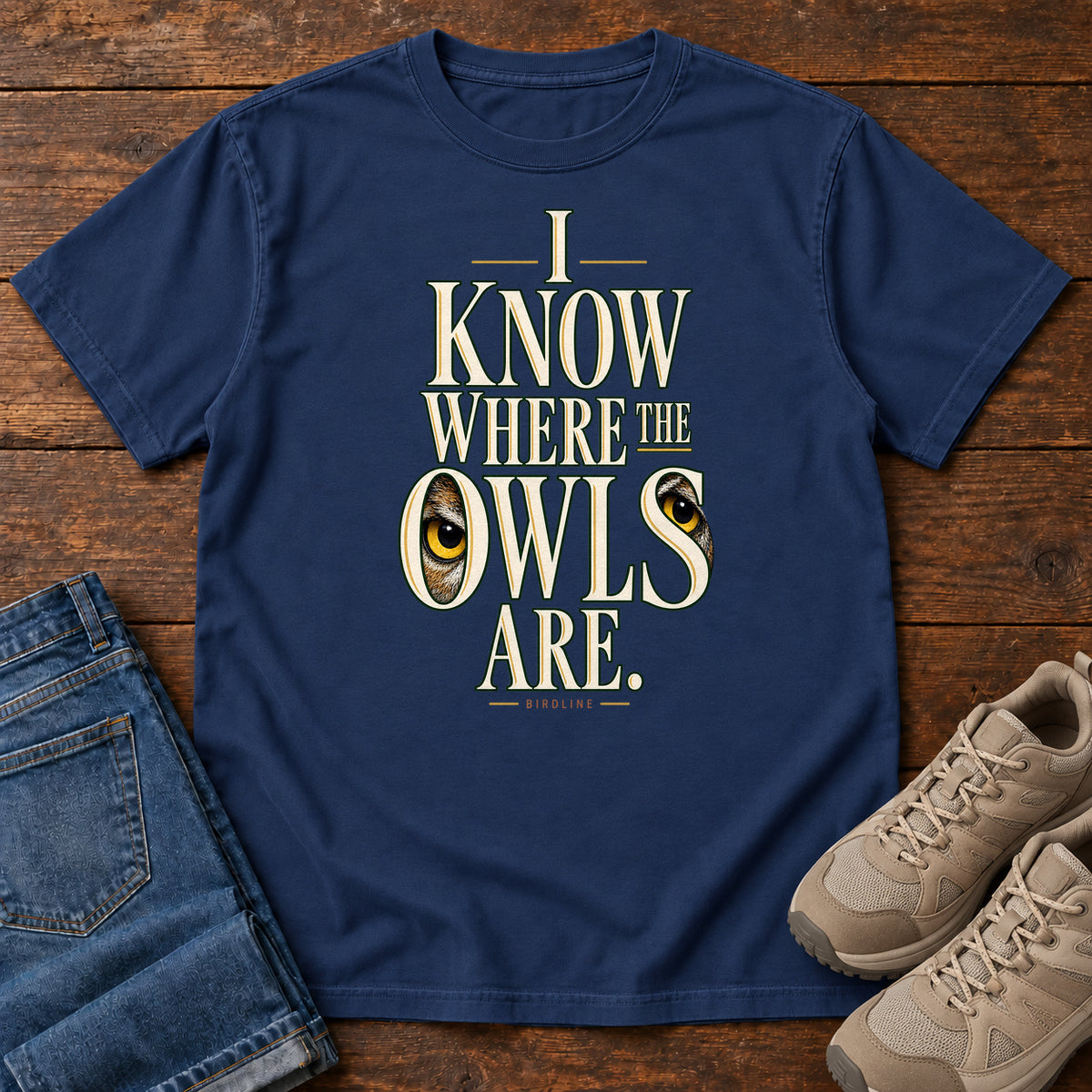 I Know Where the Owls Are T-Shirt in True Navy