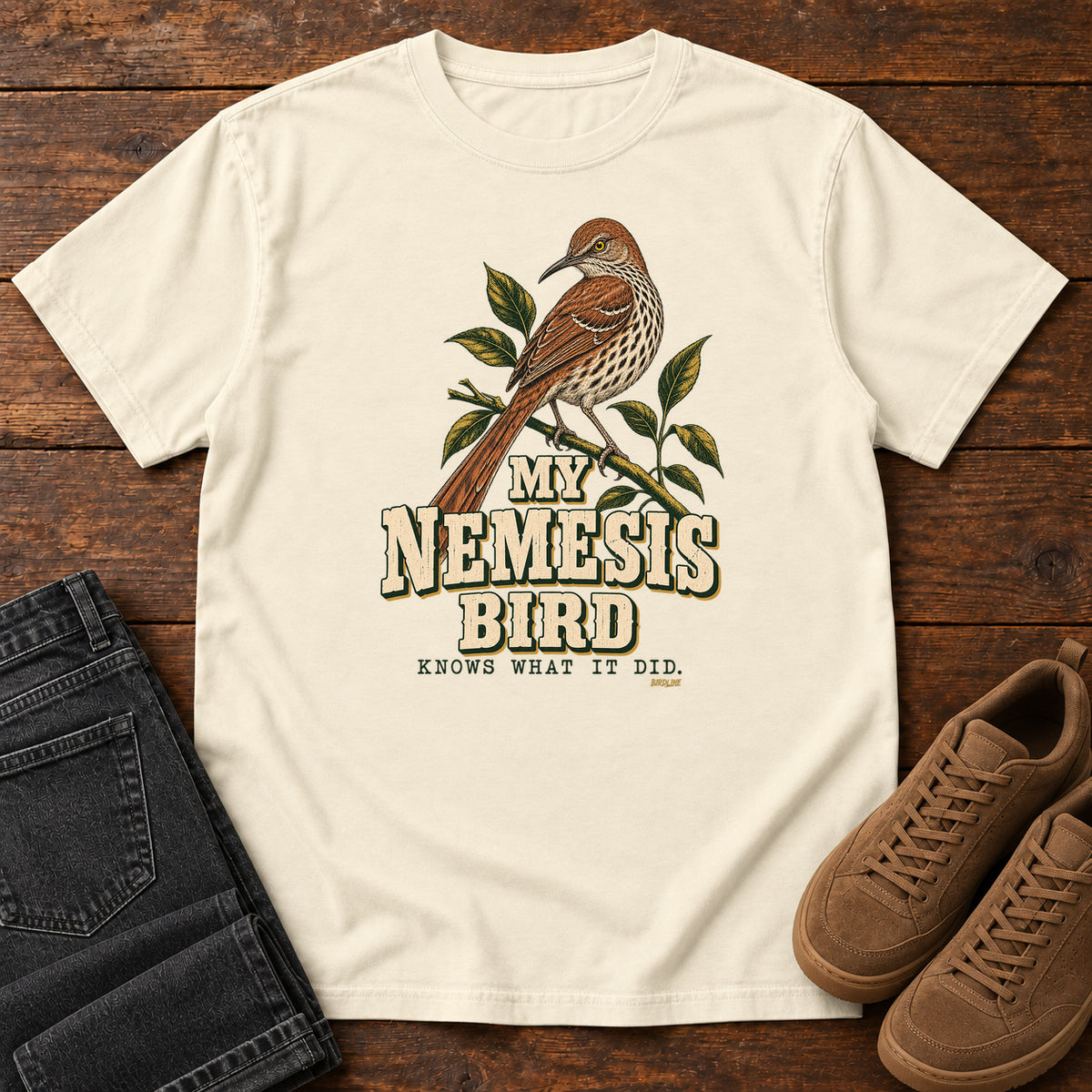 My Nemesis Bird Knows What It Did T-Shirt in Ivory