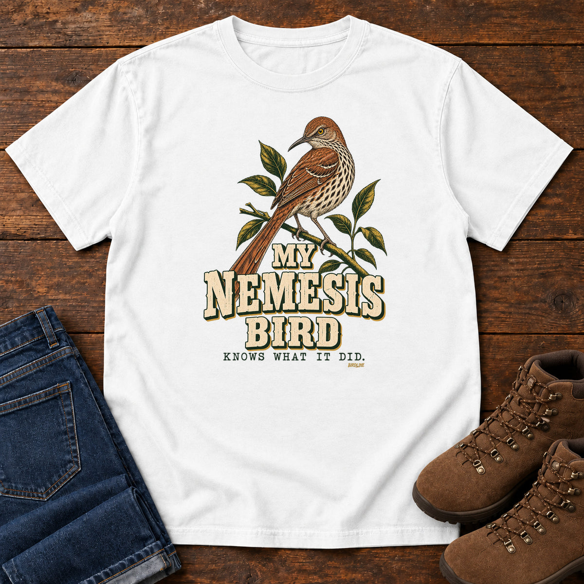 My Nemesis Bird Knows What It Did T-Shirt in White