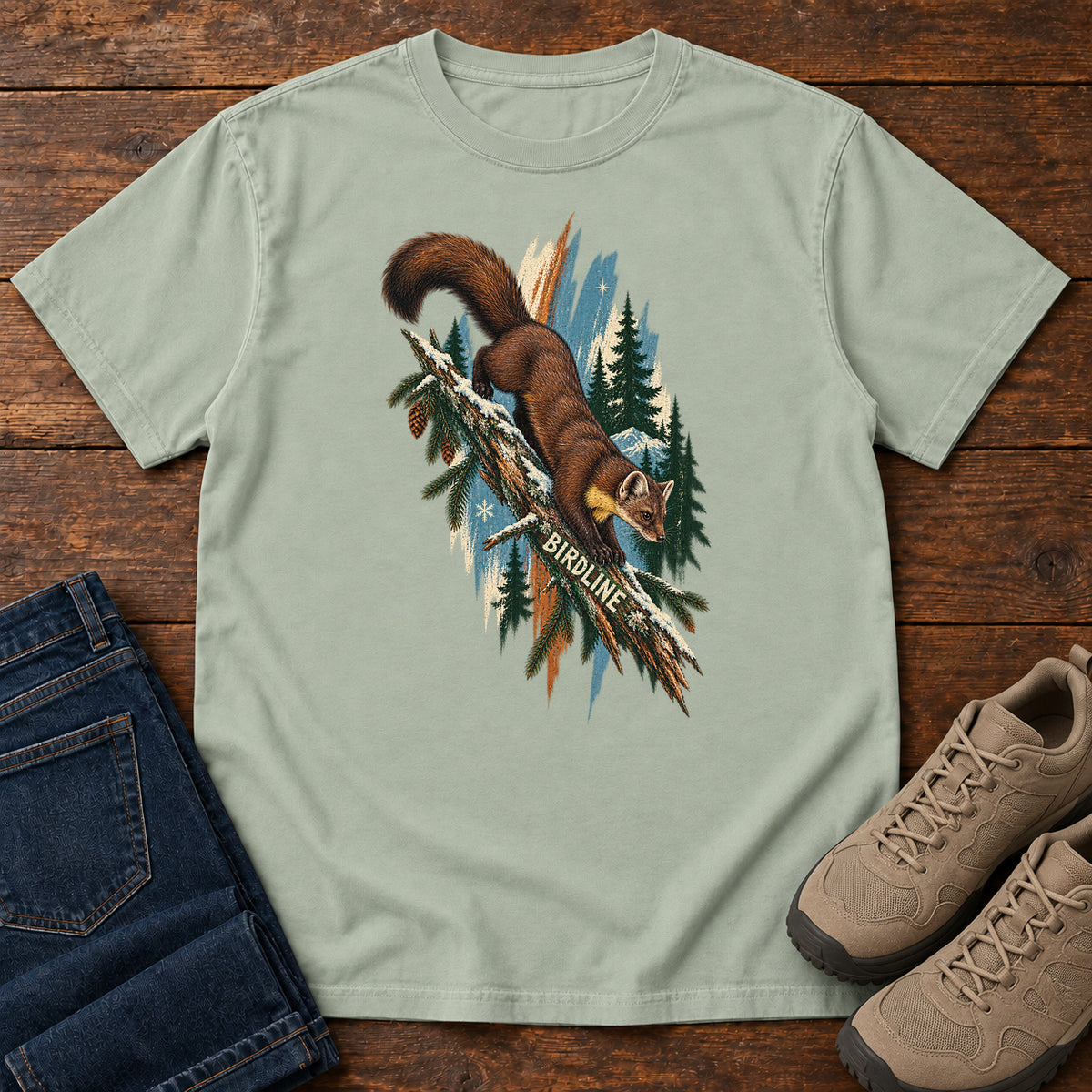 Birdline Squirrel Branch T-Shirt in Bay