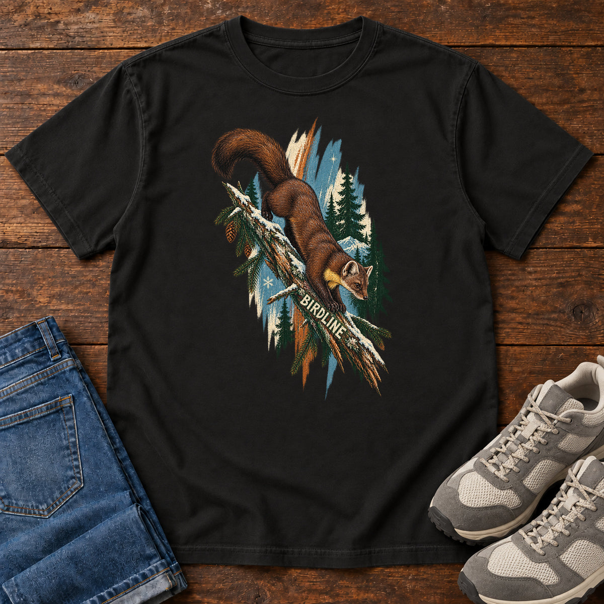 Birdline Squirrel Branch T-Shirt in Black