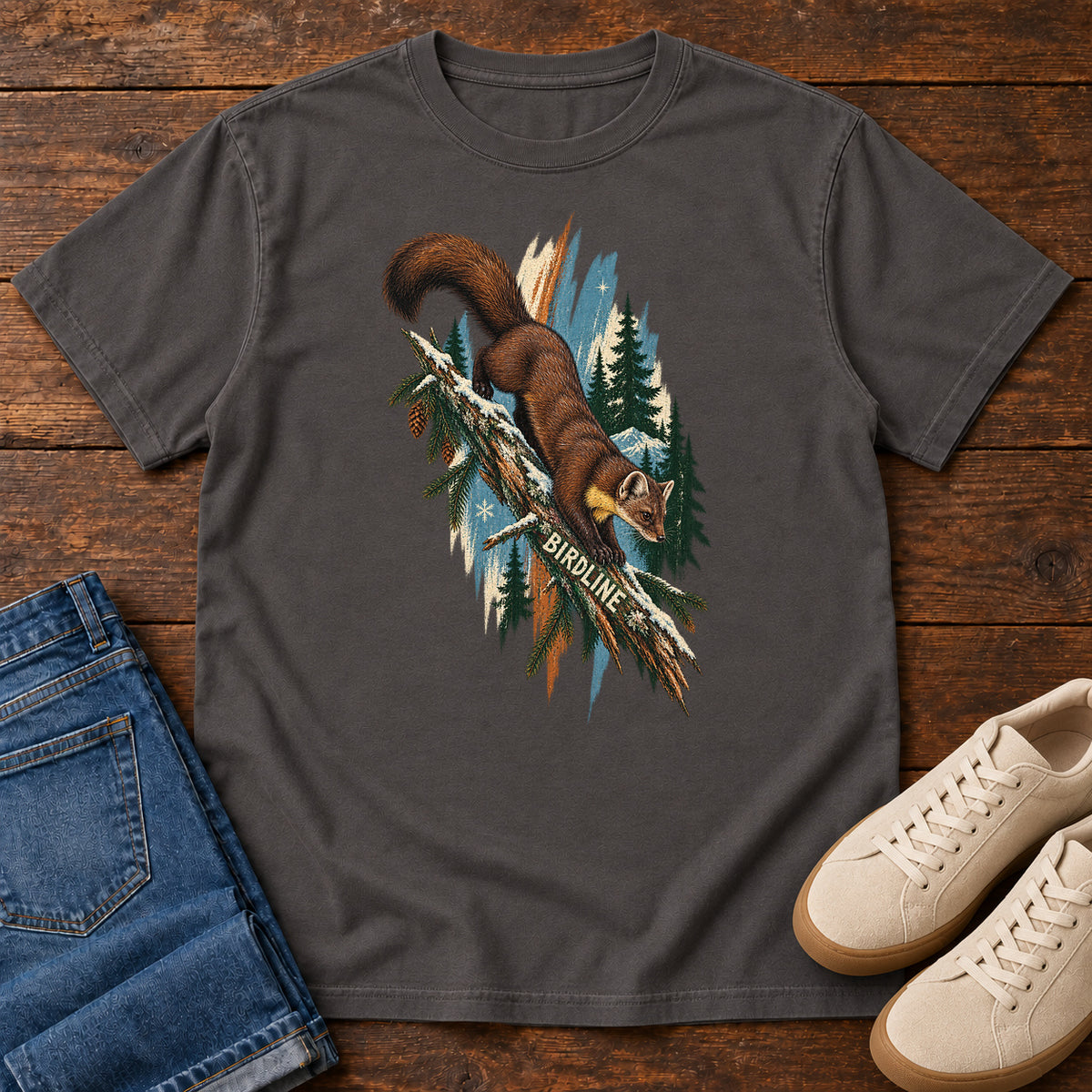 Birdline Squirrel Branch T-Shirt in Graphite