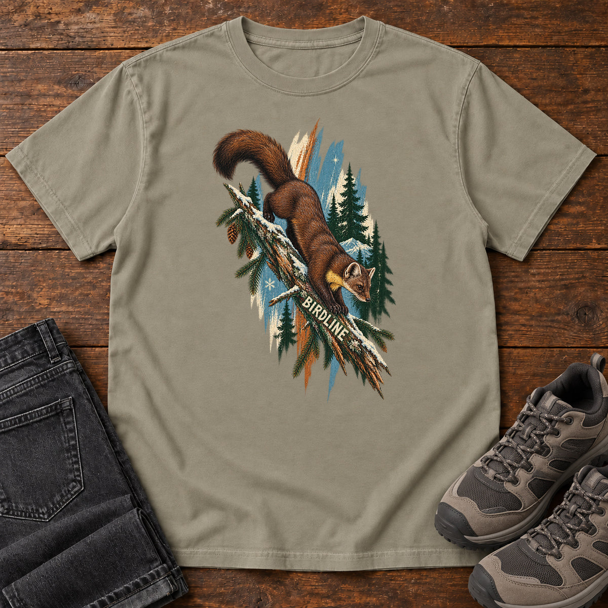 Birdline Squirrel Branch T-Shirt in Sandstone