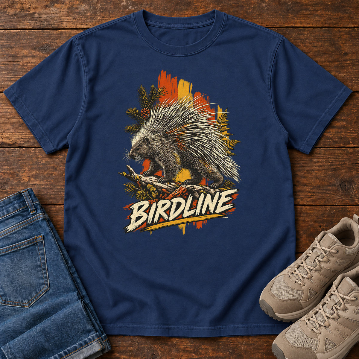 Birdline Porcupine Paint T-Shirt in True Navy
