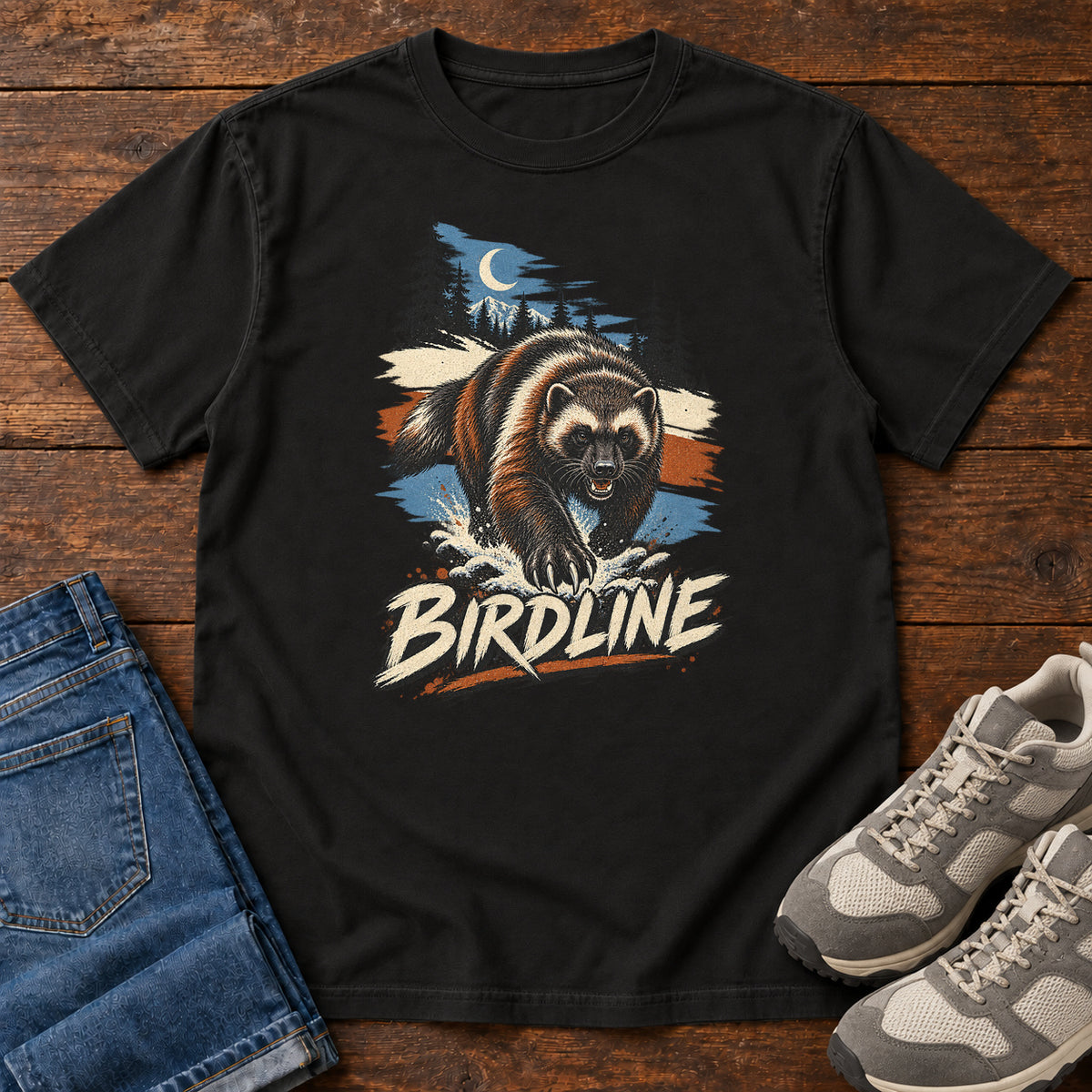 Birdline Wolverine Moon T-Shirt in Black