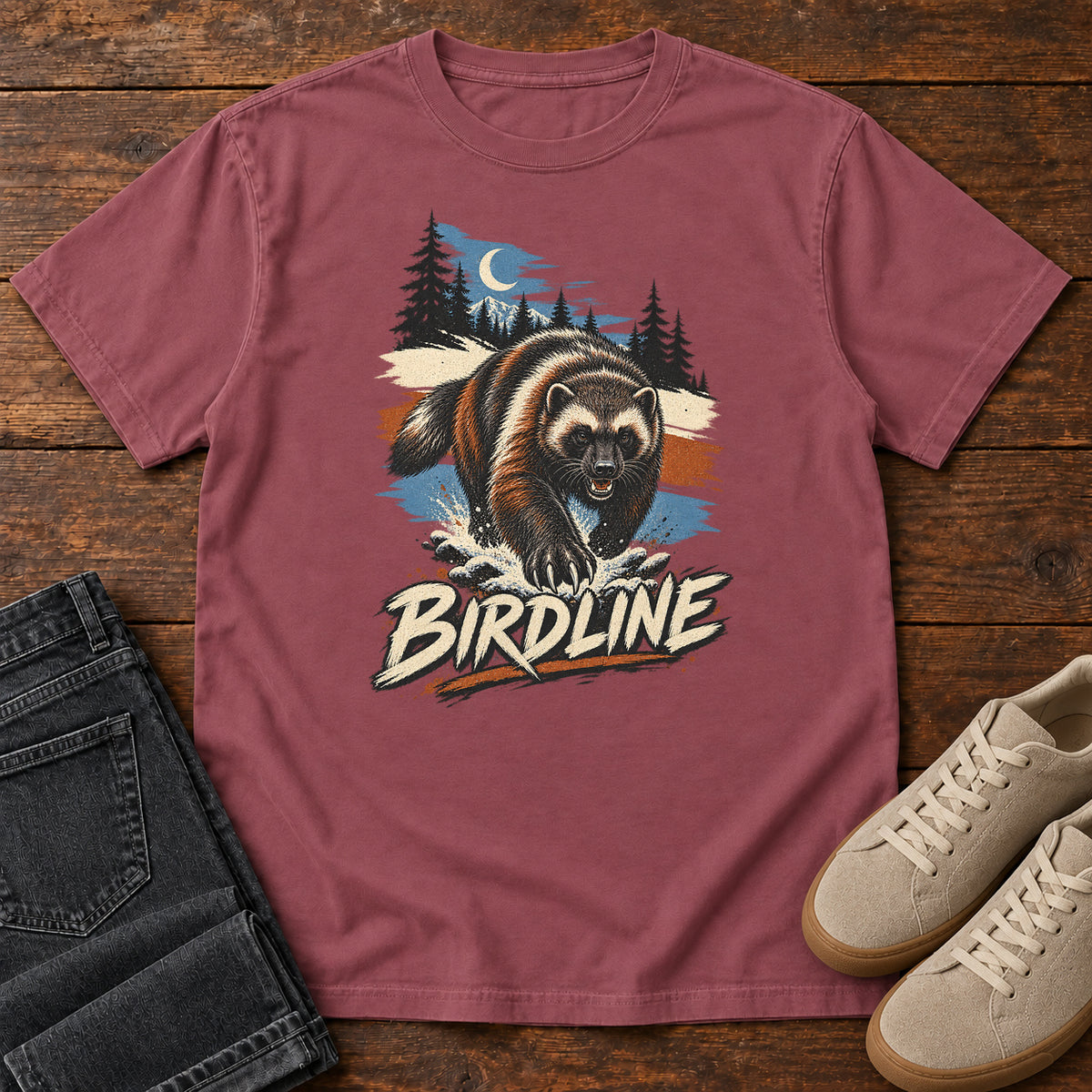 Birdline Wolverine Moon T-Shirt in Brick