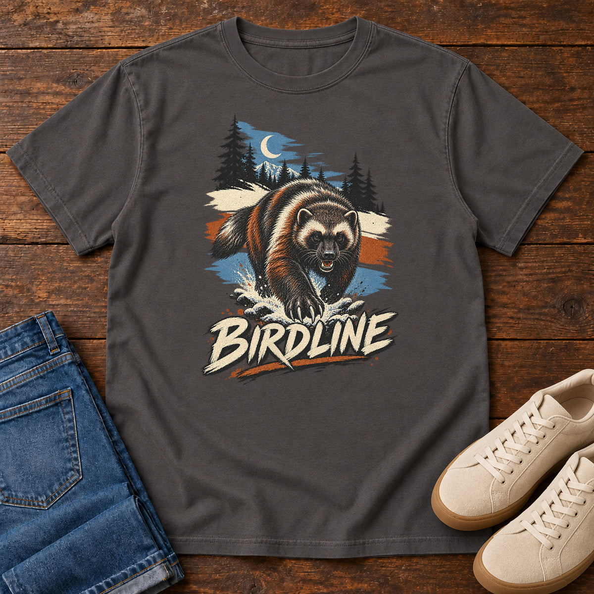 Birdline Wolverine Moon T-Shirt in Graphite