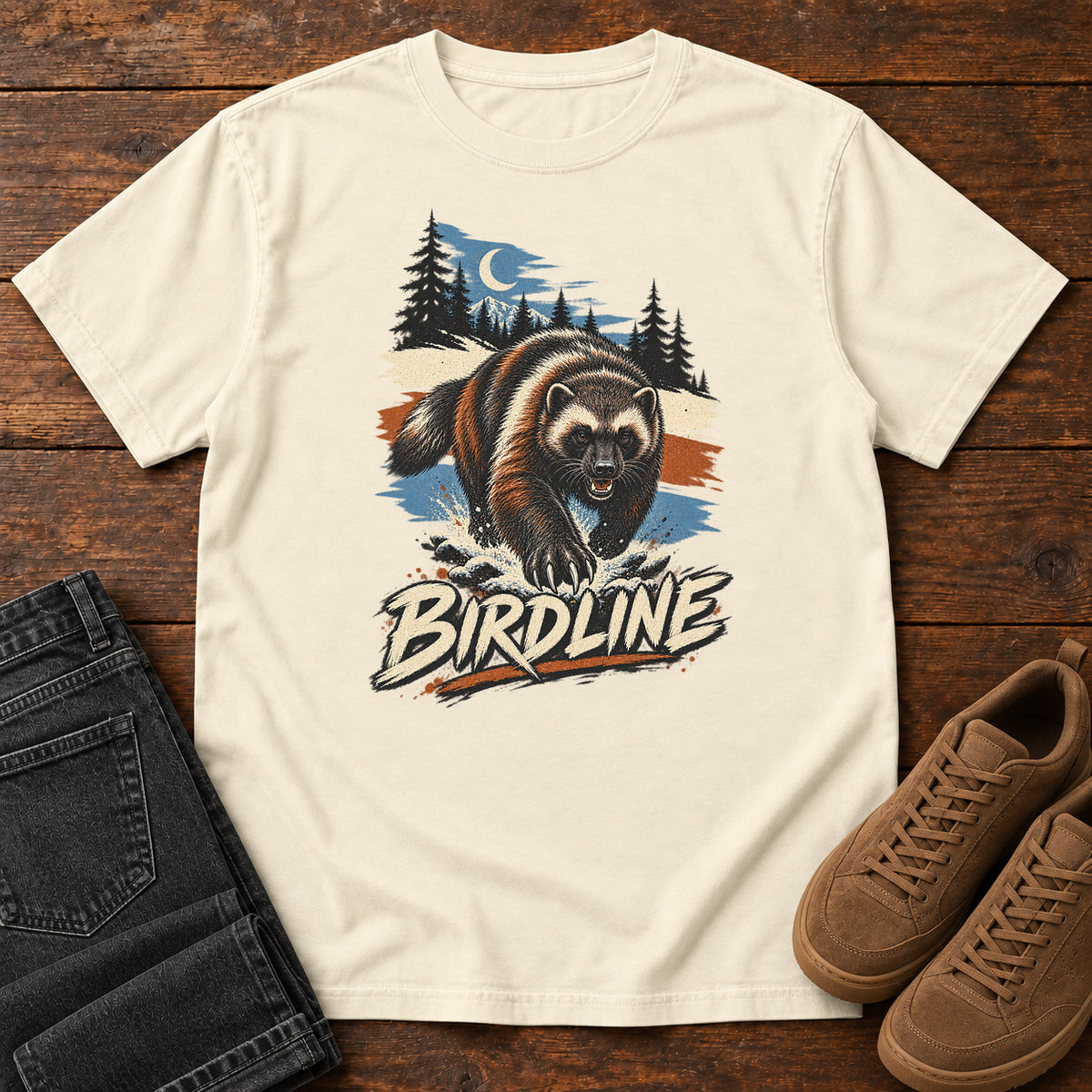 Birdline Wolverine Moon T-Shirt in Ivory