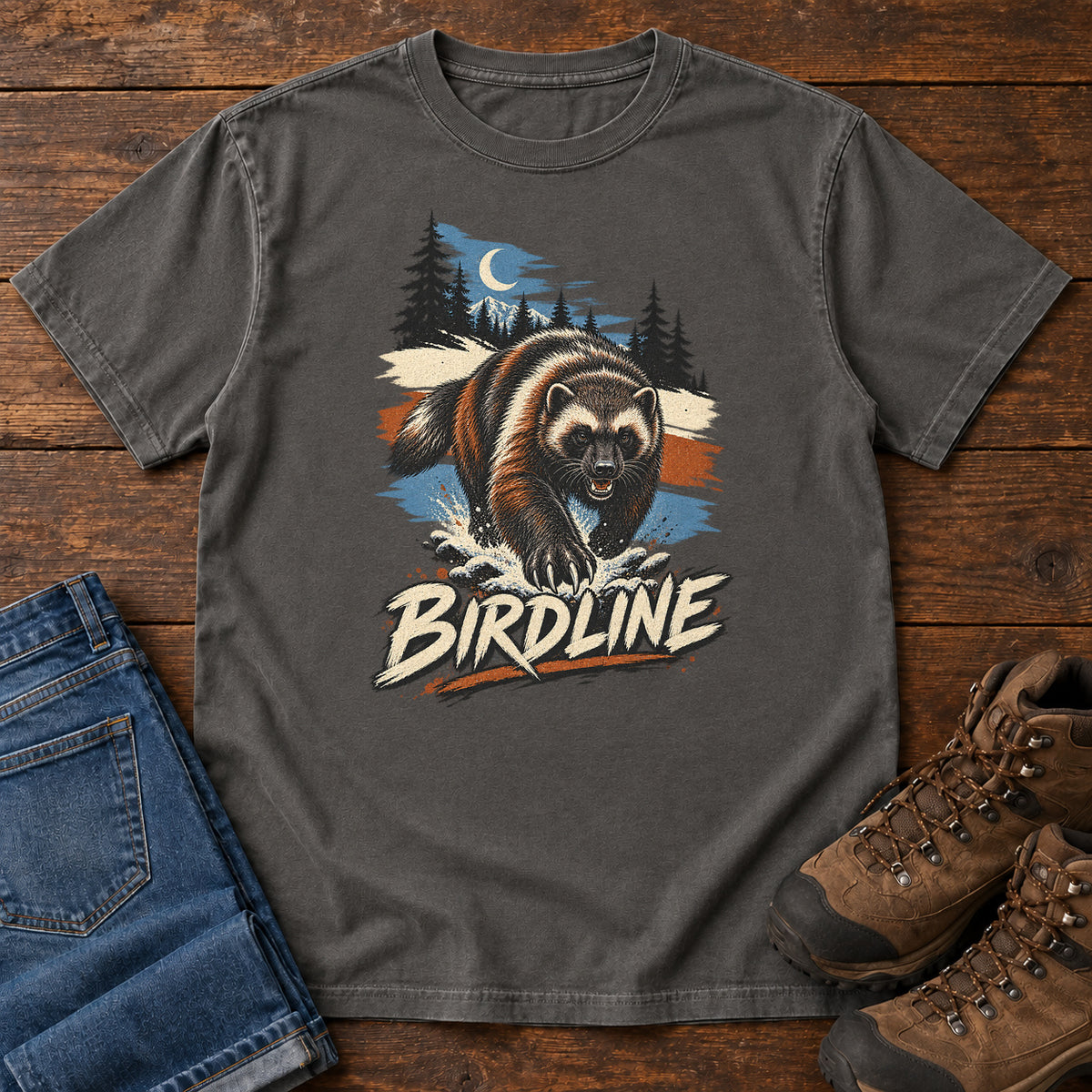 Birdline Wolverine Moon T-Shirt in Pepper