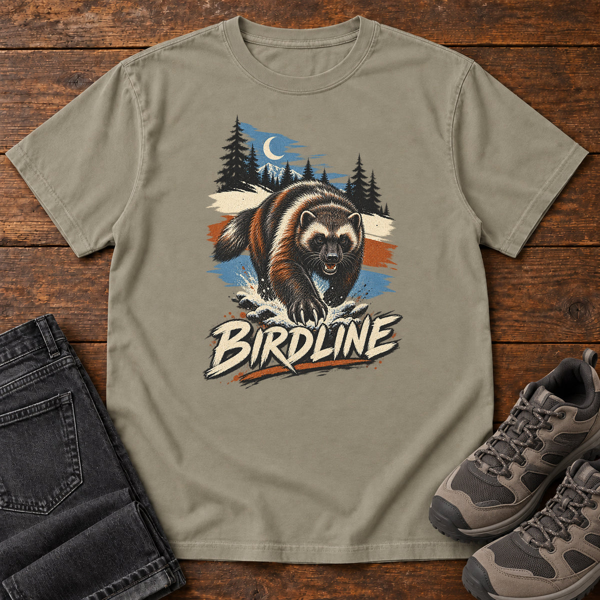 Birdline Wolverine Moon T-Shirt in Sandstone