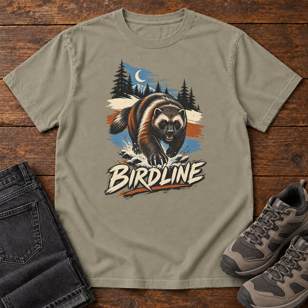 Birdline Wolverine Moon T-Shirt in Sandstone, front view