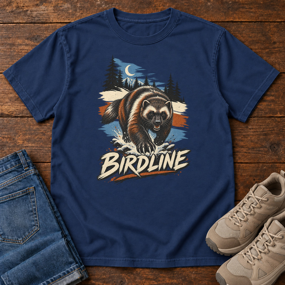 Birdline Wolverine Moon T-Shirt in True Navy
