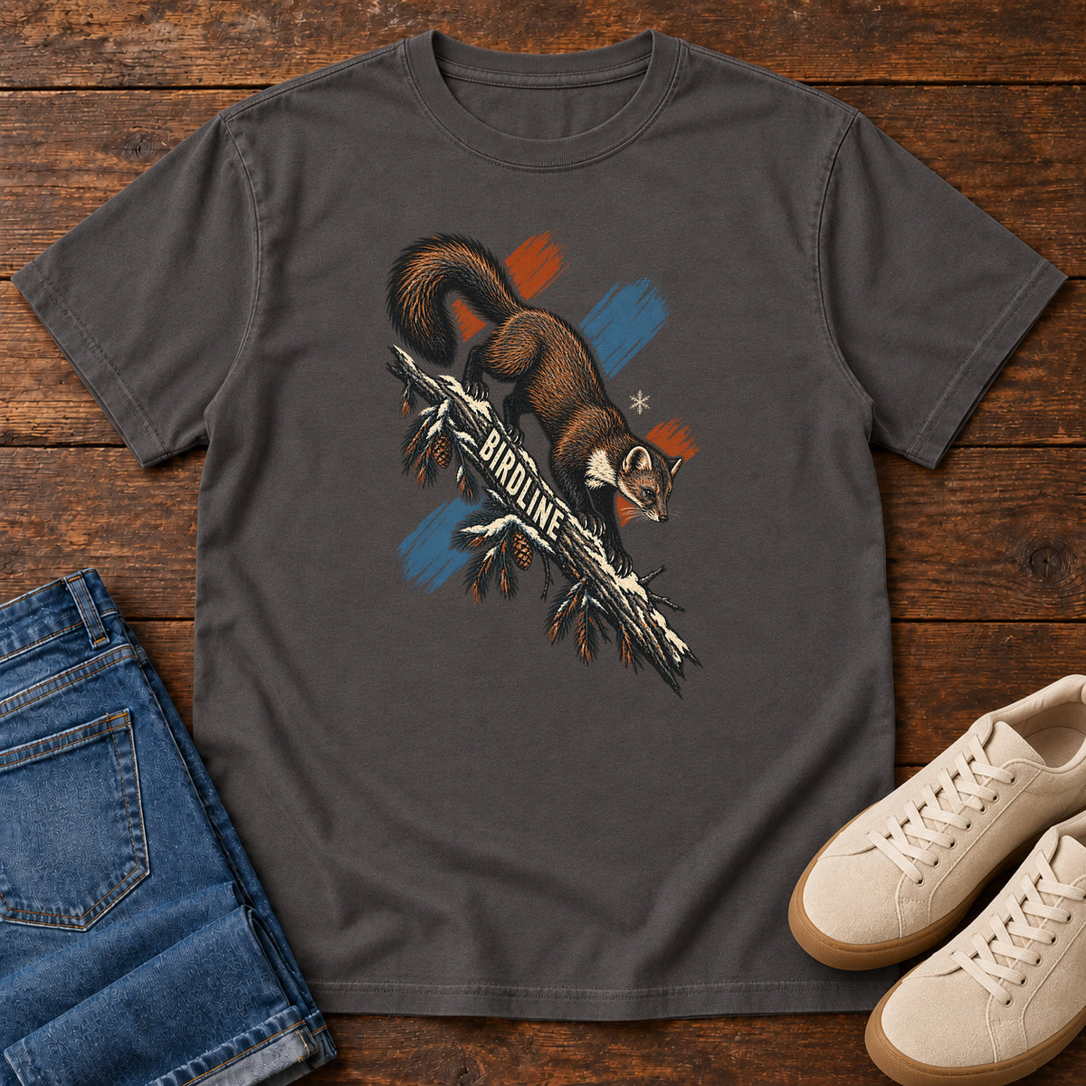 Birdline Squirrel Orange T-Shirt in Graphite