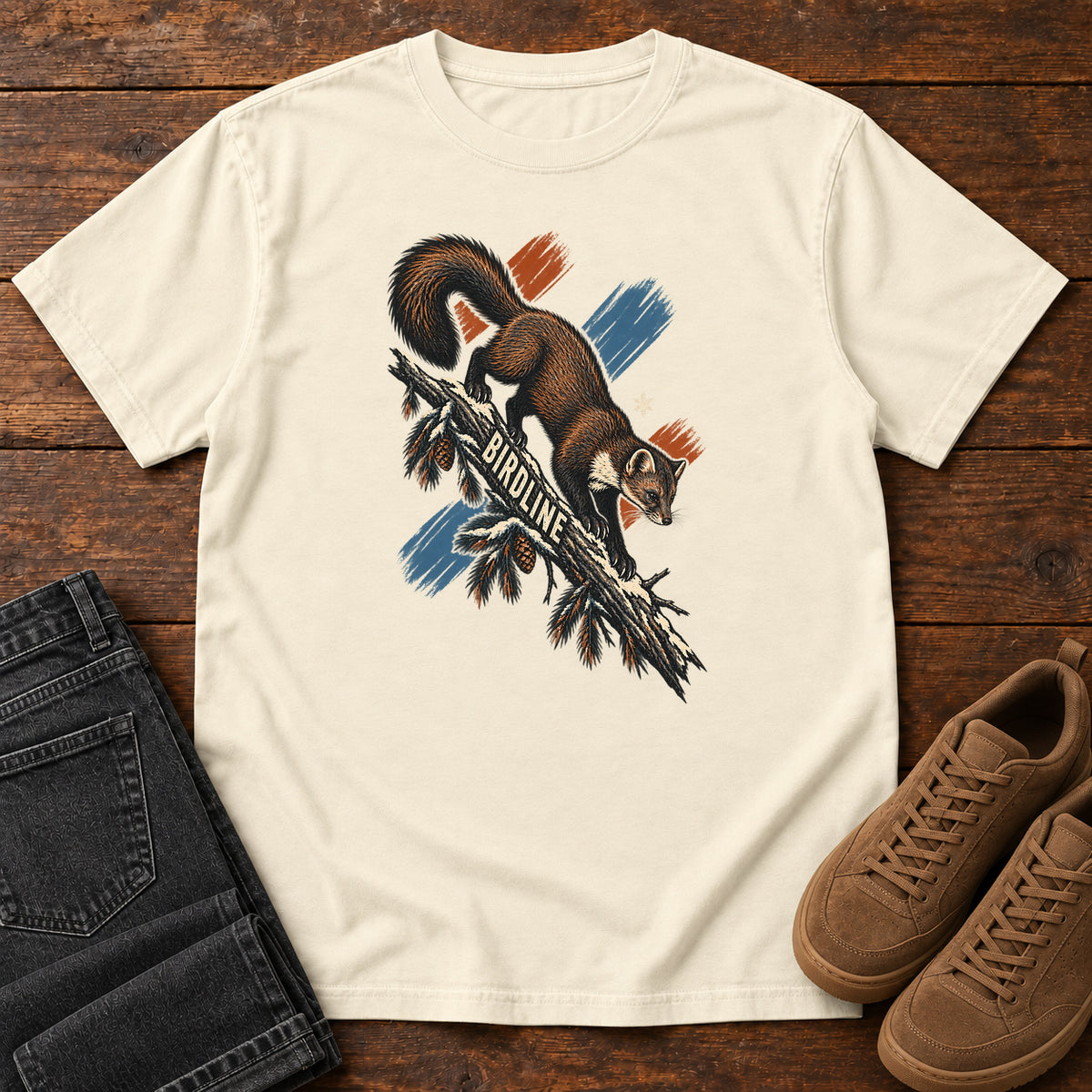 Birdline Squirrel Orange T-Shirt in Ivory