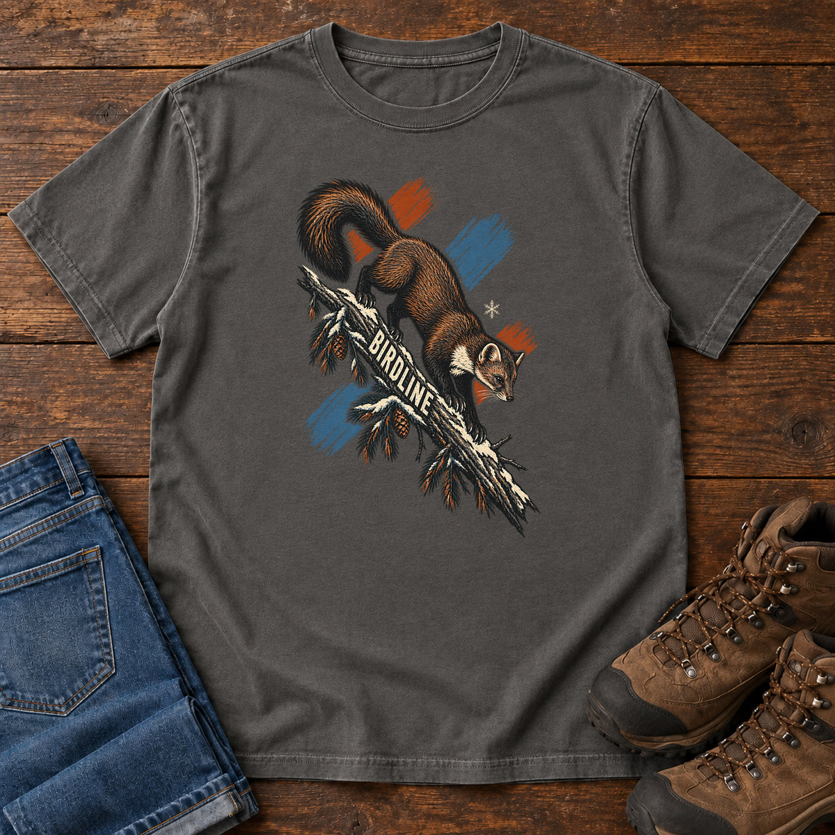 Birdline Squirrel Orange T-Shirt in Pepper