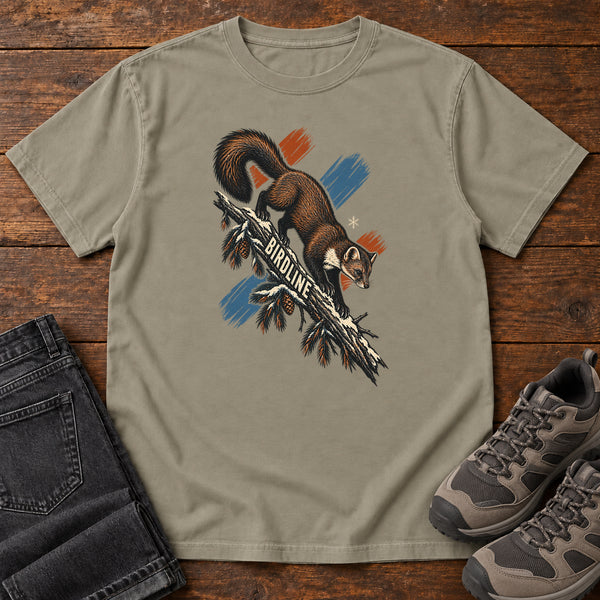 Birdline Squirrel Orange T-Shirt in Sandstone, front view