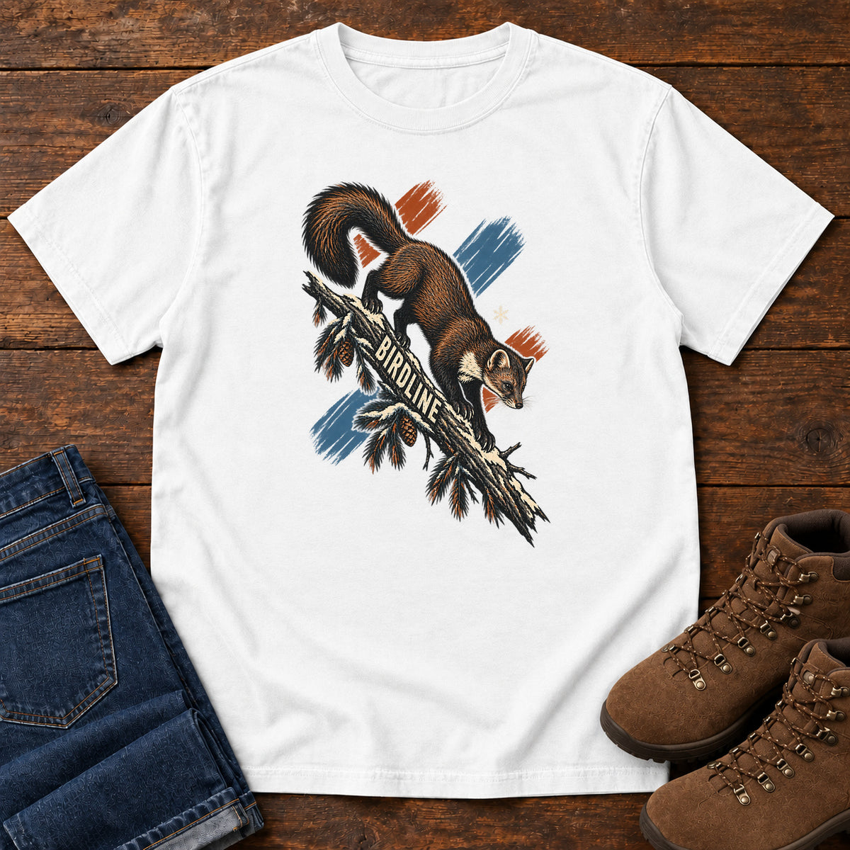 Birdline Squirrel Orange T-Shirt in White