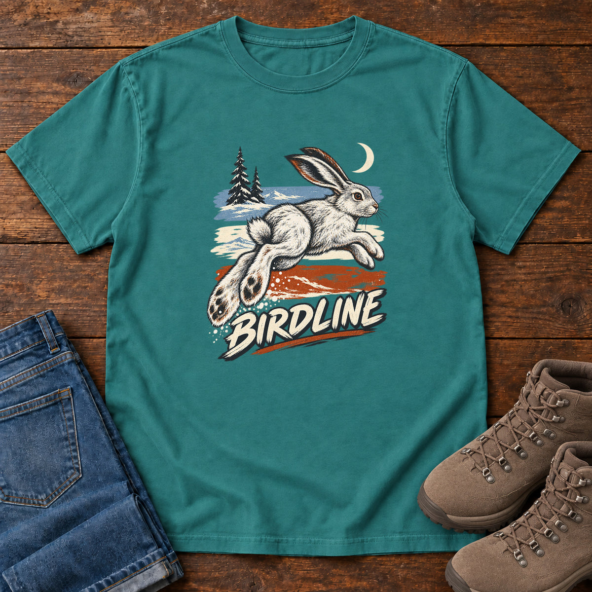 Birdline Hare Moon T-Shirt in Emerald