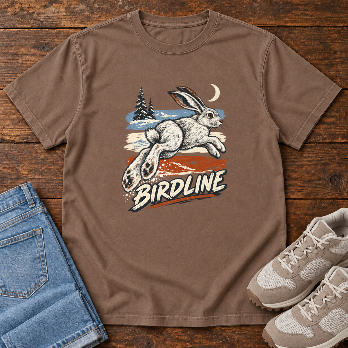 Birdline Hare Moon T-Shirt in Espresso