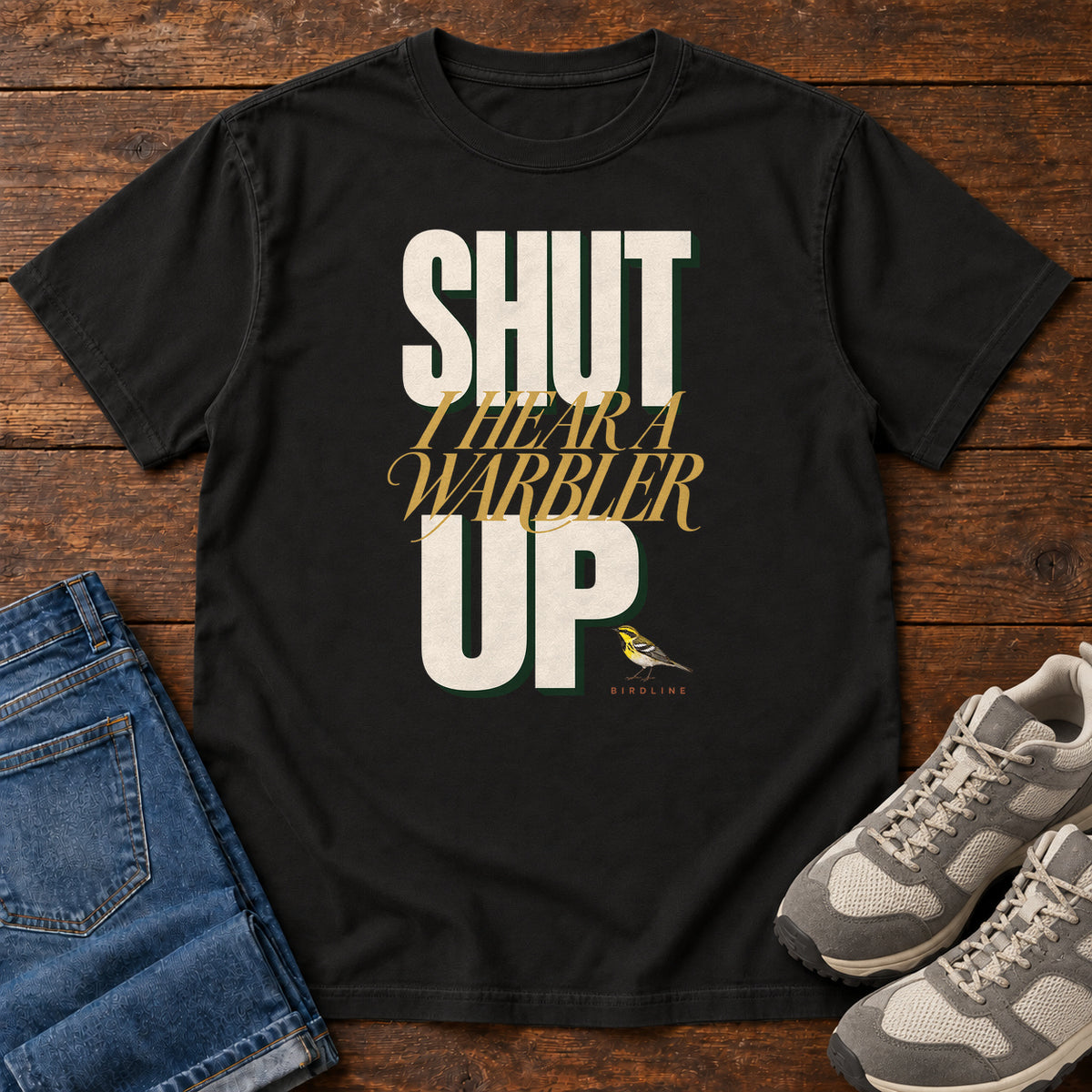 Shut Your Warbler up T-Shirt in Black