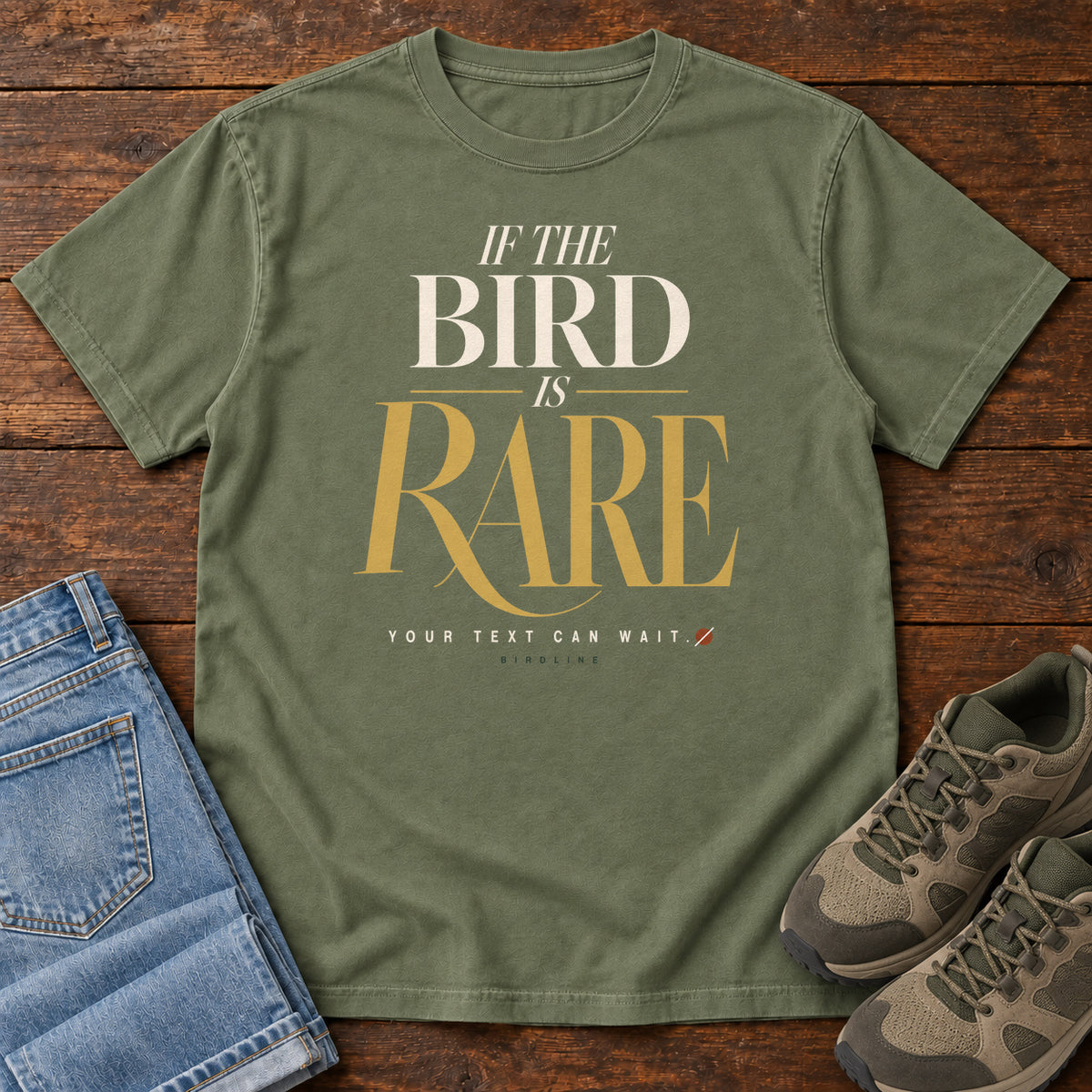 If the Bird is Rare Your Exit Can Wait T-Shirt in Moss