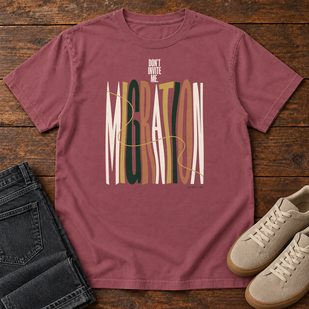 Don't Invite Me Migration T-Shirt in Brick