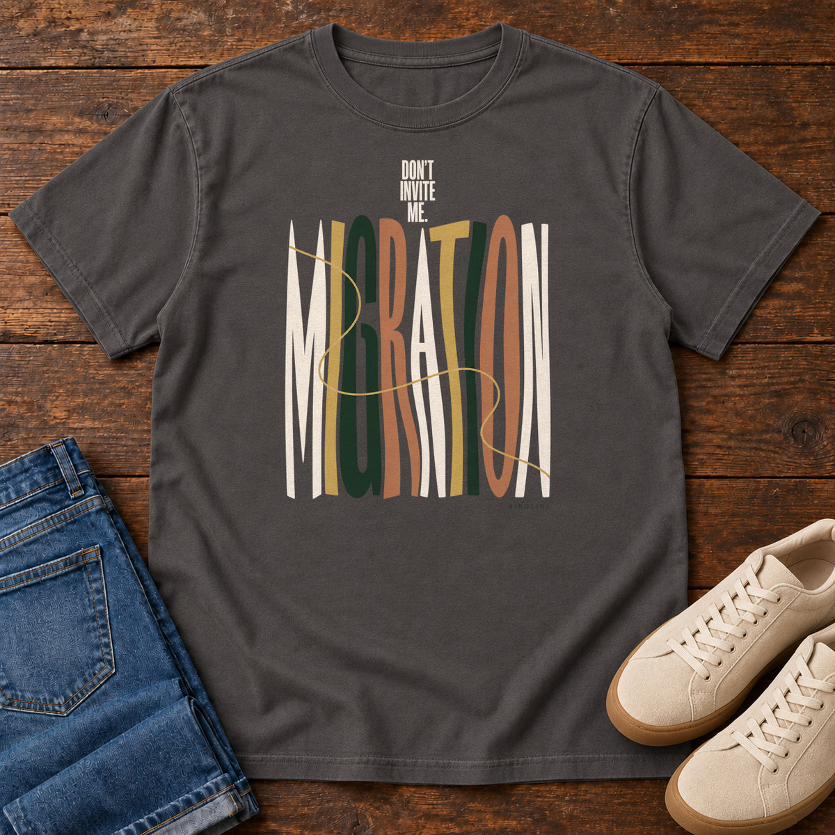 Don't Invite Me Migration T-Shirt in Graphite