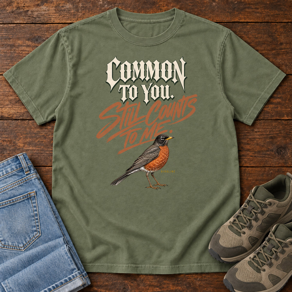 Common to You Still Counts to Me Robin T-Shirt in Moss