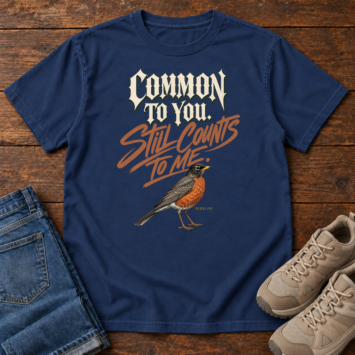 Common to You Still Counts to Me Robin T-Shirt in True Navy