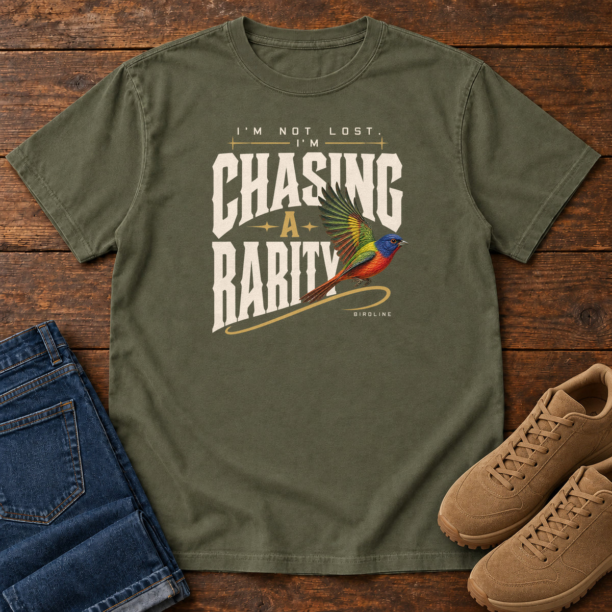 I'm Not Lost I'm Chasing a Rarity T-Shirt in Sage