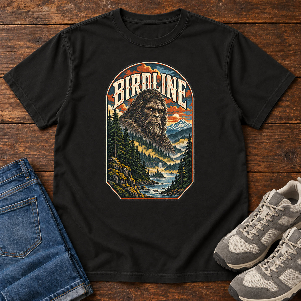 Birdline Bigfoot Badge T-Shirt in Black