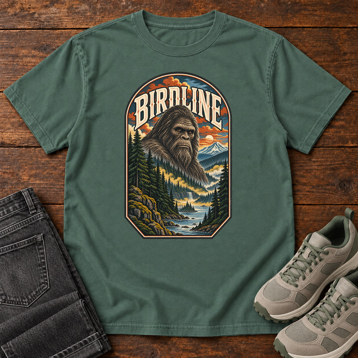 Birdline Bigfoot Badge T-Shirt in Blue Spruce