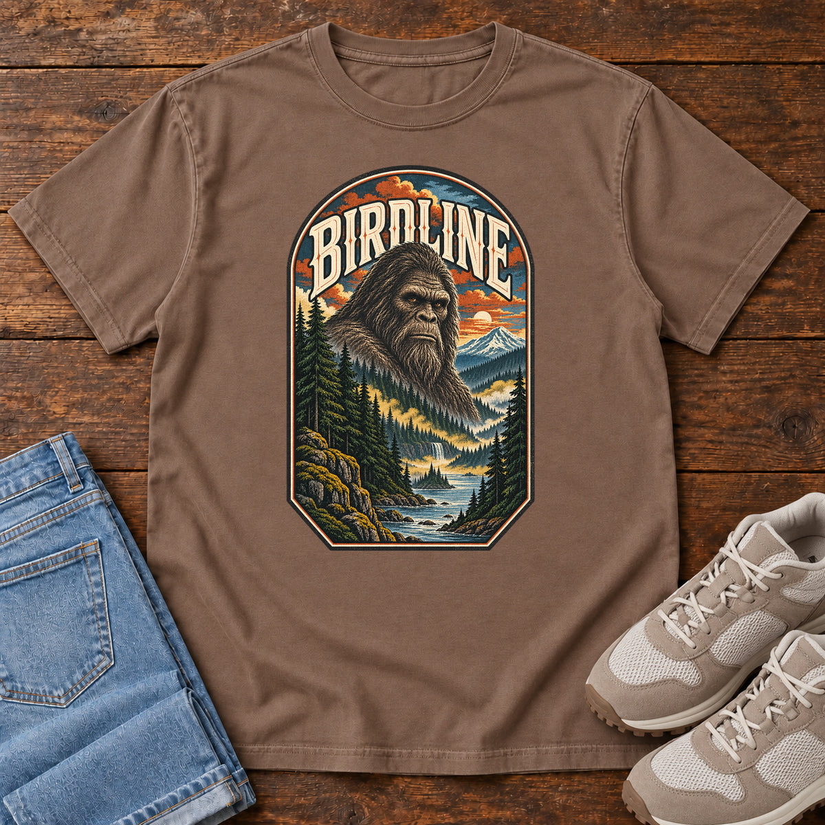Birdline Bigfoot Badge T-Shirt in Espresso