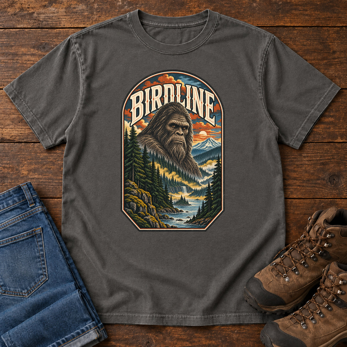 Birdline Bigfoot Badge T-Shirt in Pepper