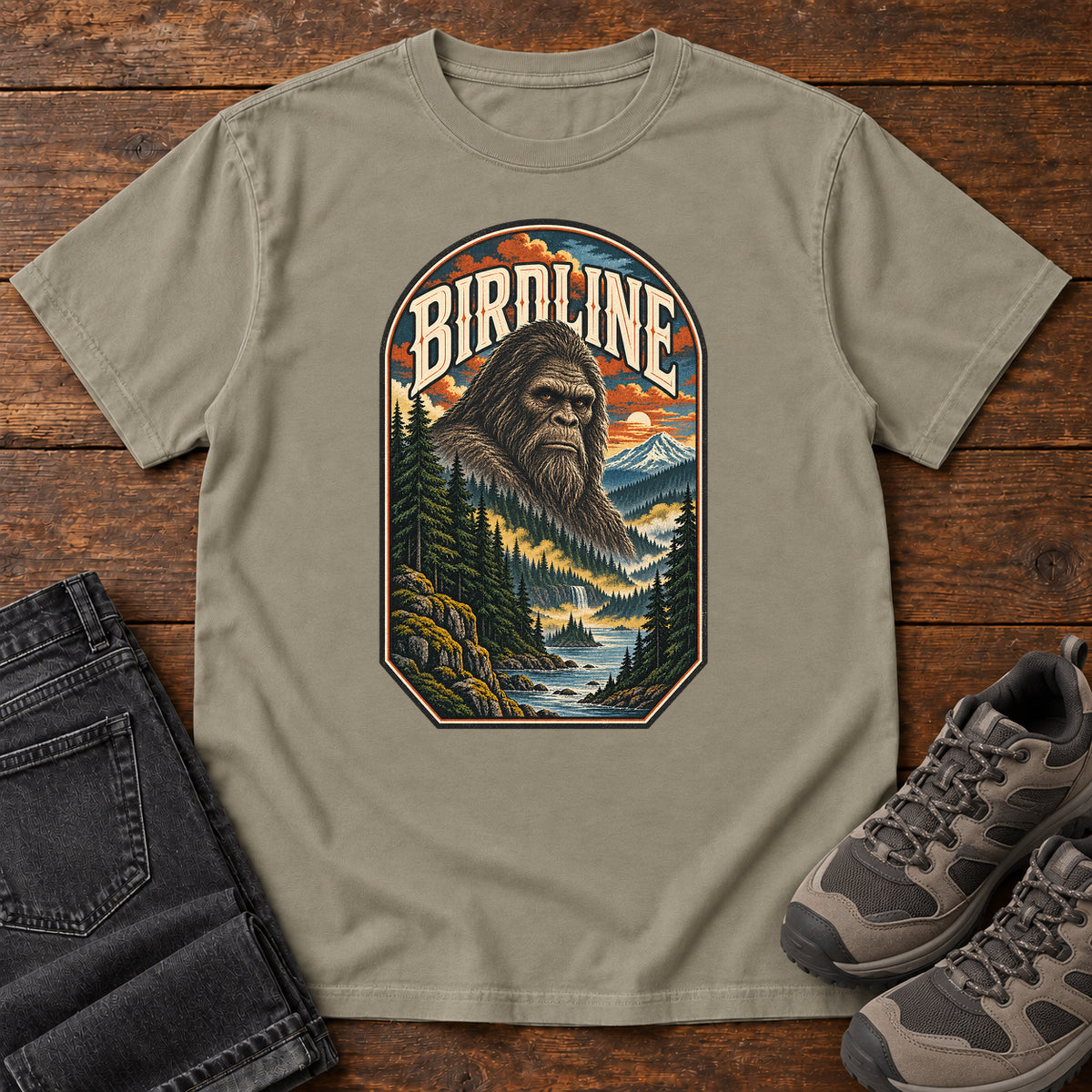 Birdline Bigfoot Badge T-Shirt in Sandstone