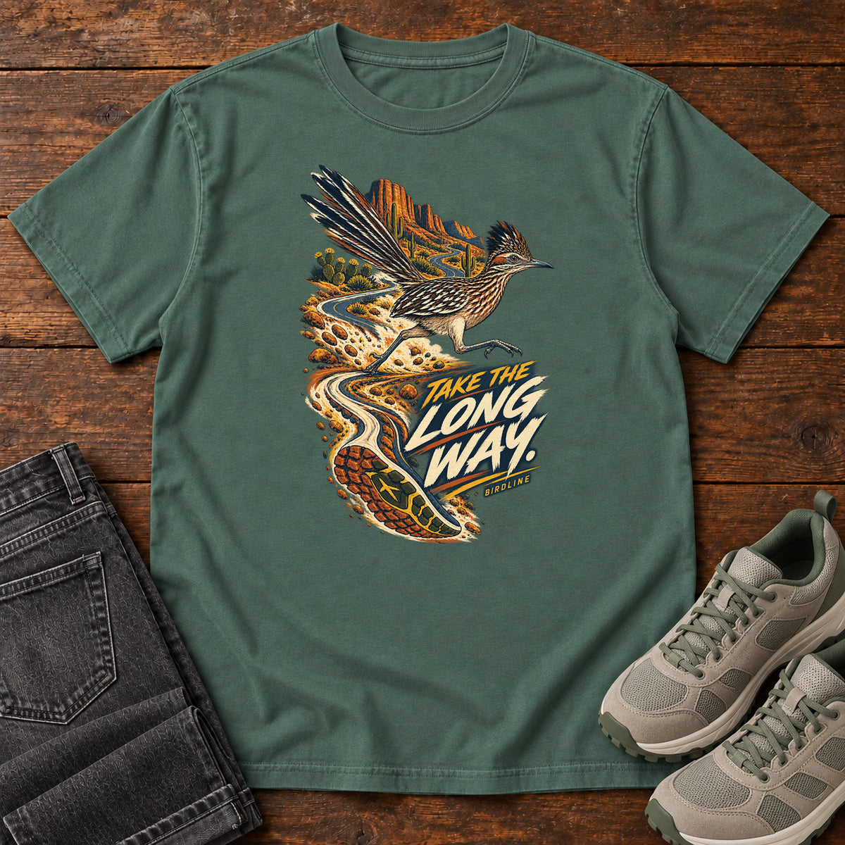 Take the Long Way Roadrunner T-Shirt in Blue Spruce