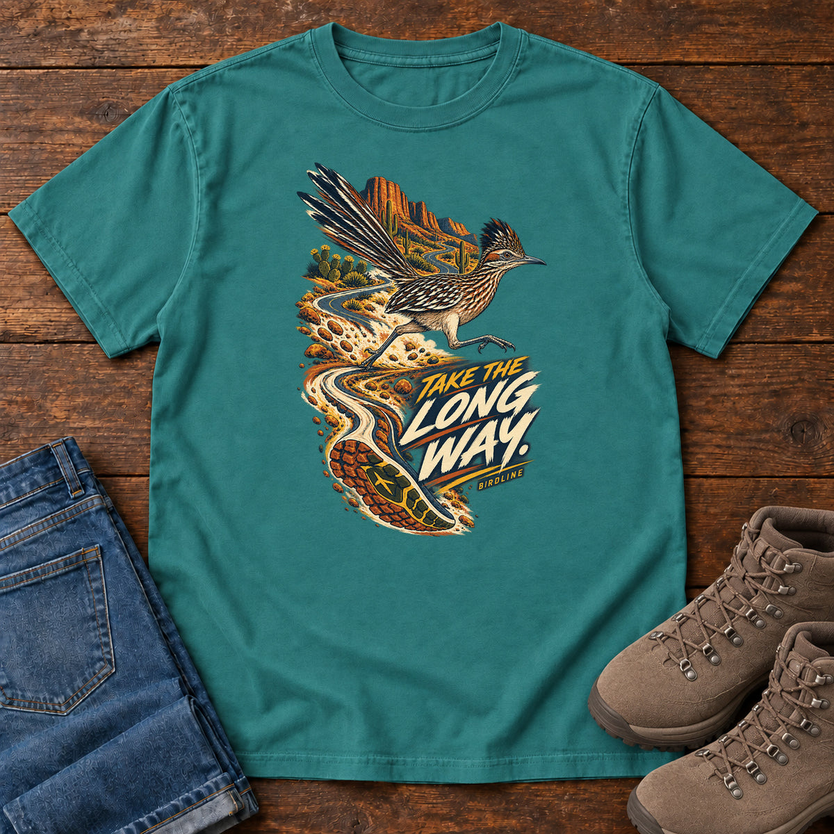 Take the Long Way Roadrunner T-Shirt in Emerald