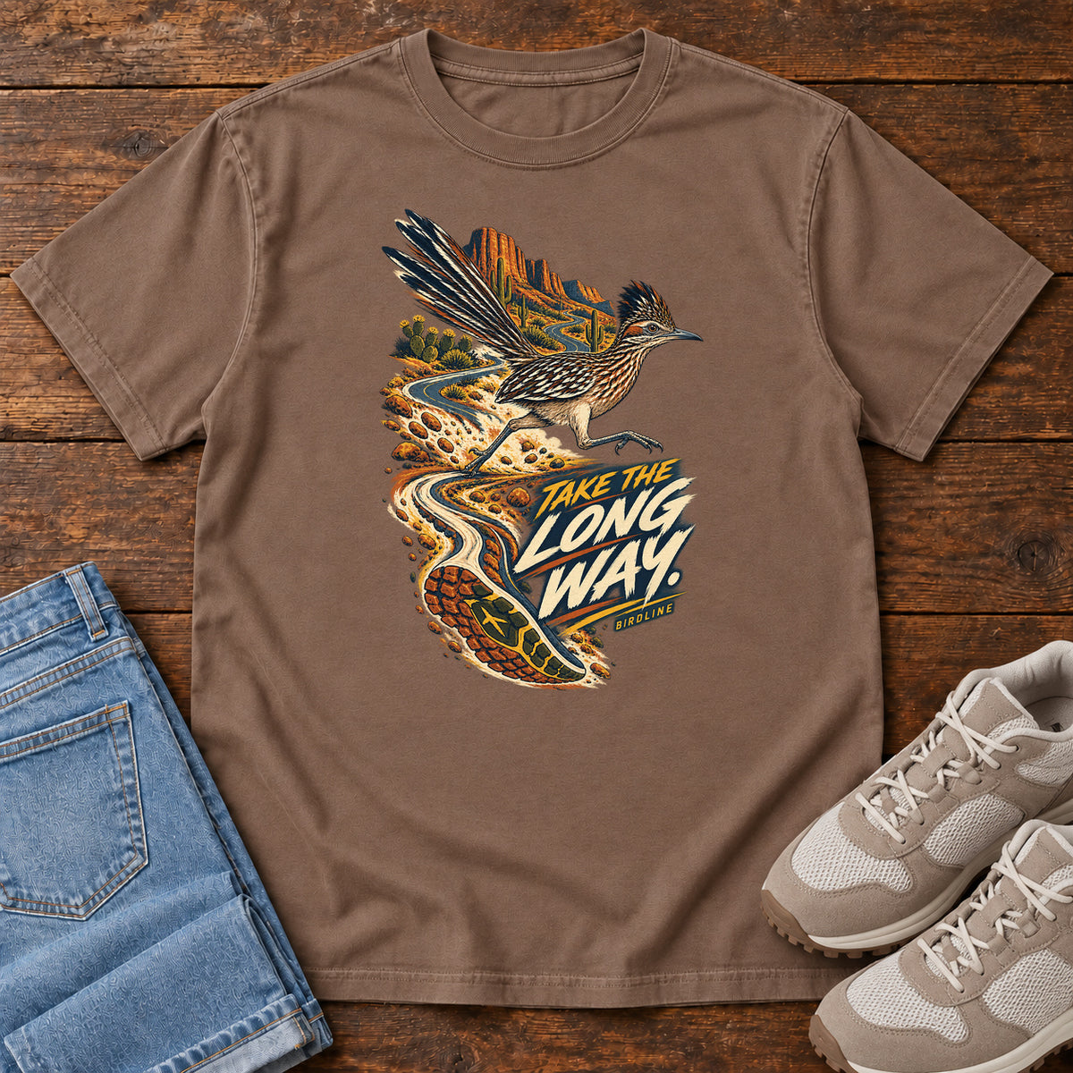Take the Long Way Roadrunner T-Shirt in Espresso