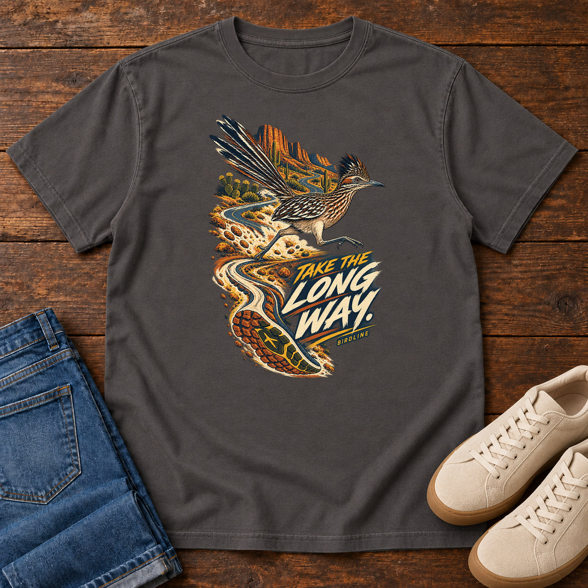 Take the Long Way Roadrunner T-Shirt in Graphite