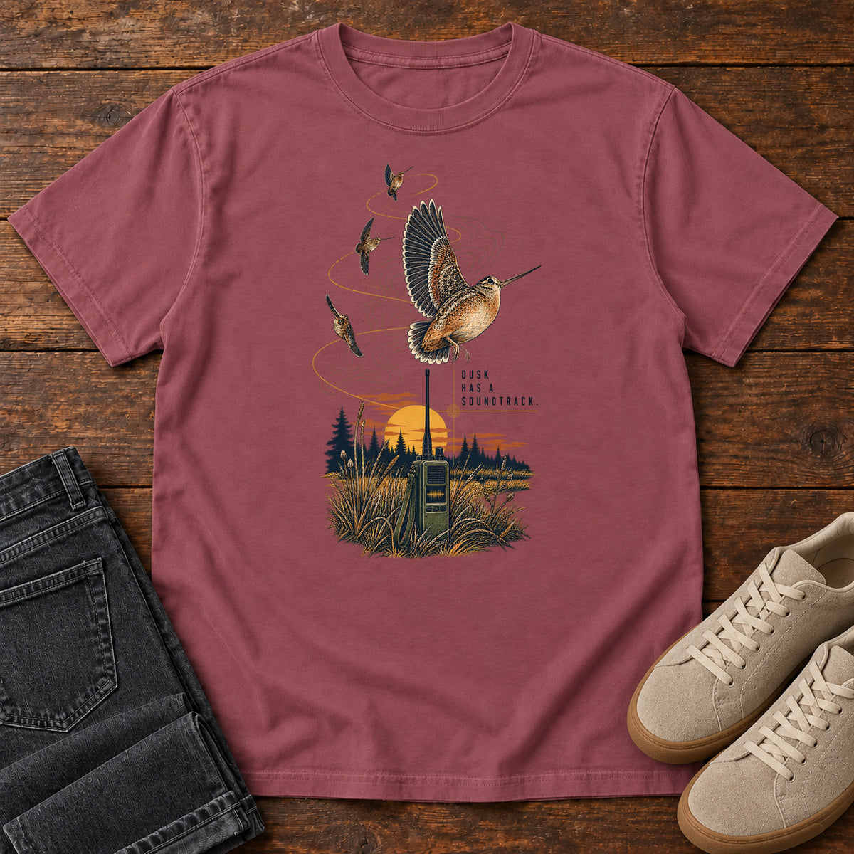 Bad Reception Bird Radio T-Shirt in Brick