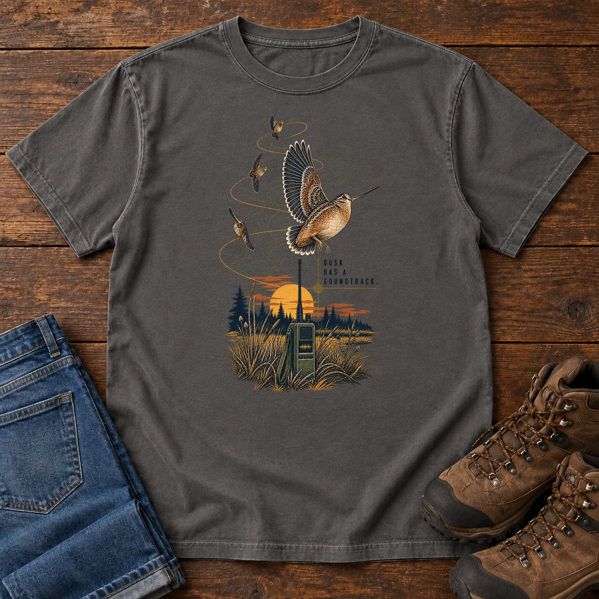 Bad Reception Bird Radio T-Shirt in Pepper