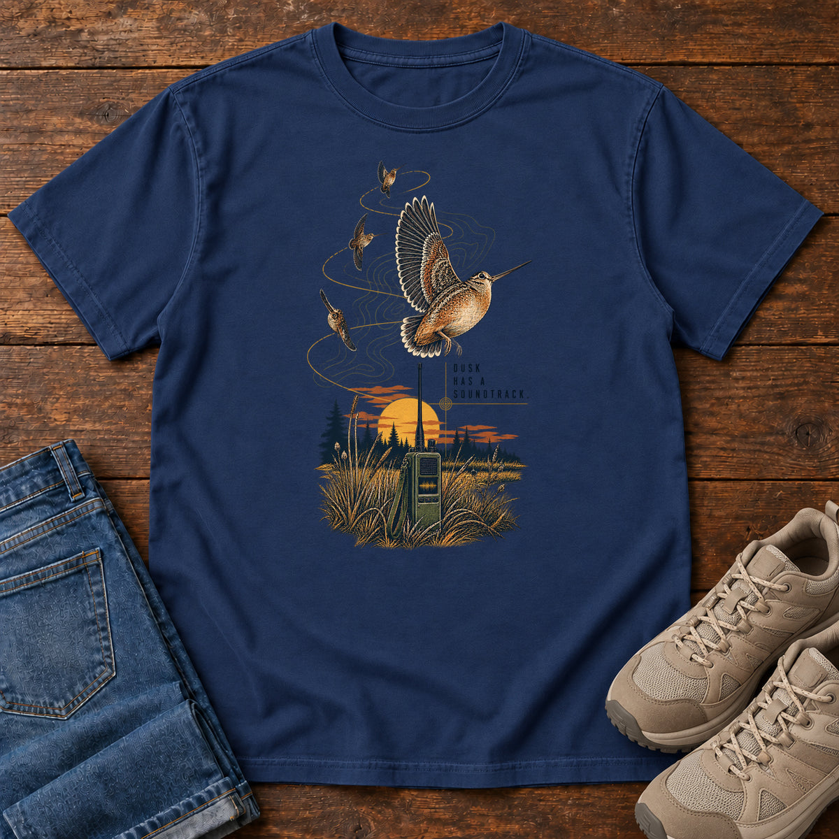 Bad Reception Bird Radio T-Shirt in True Navy