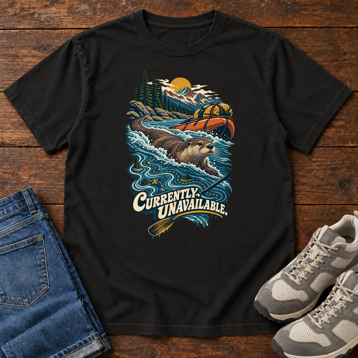Currently Unavailable Otter Kayak T-Shirt in Black