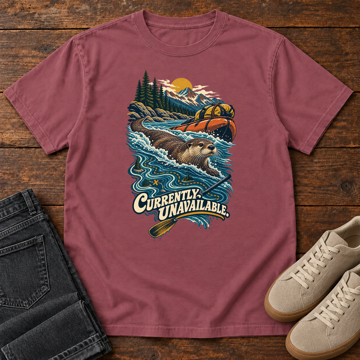 Currently Unavailable Otter Kayak T-Shirt in Brick