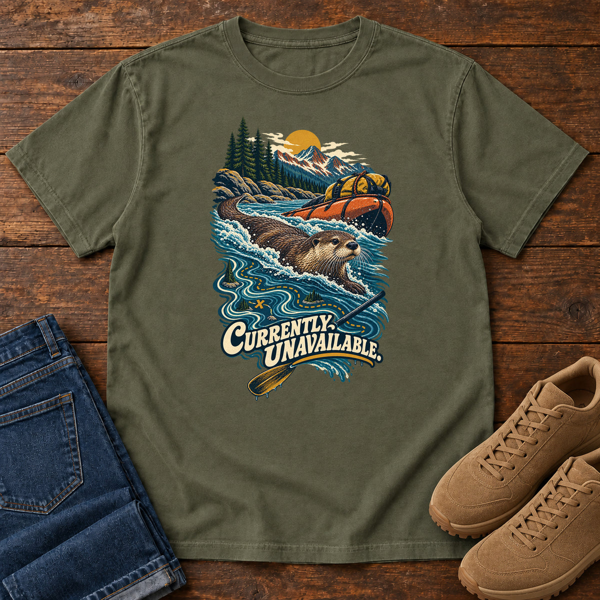 Currently Unavailable Otter Kayak T-Shirt in Sage