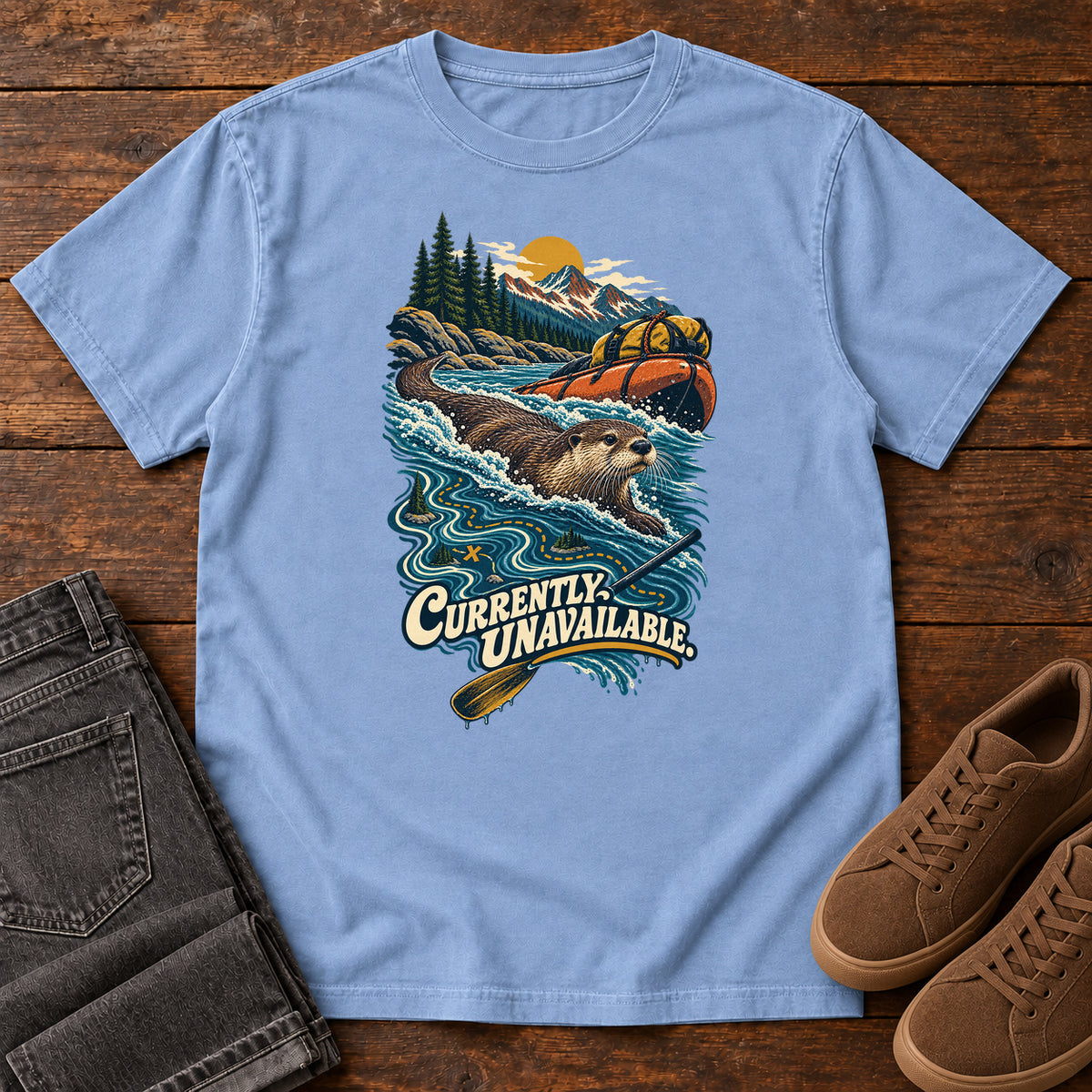 Currently Unavailable Otter Kayak T-Shirt in Washed Denim