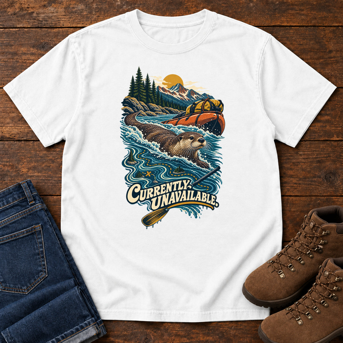 Currently Unavailable Otter Kayak T-Shirt in White