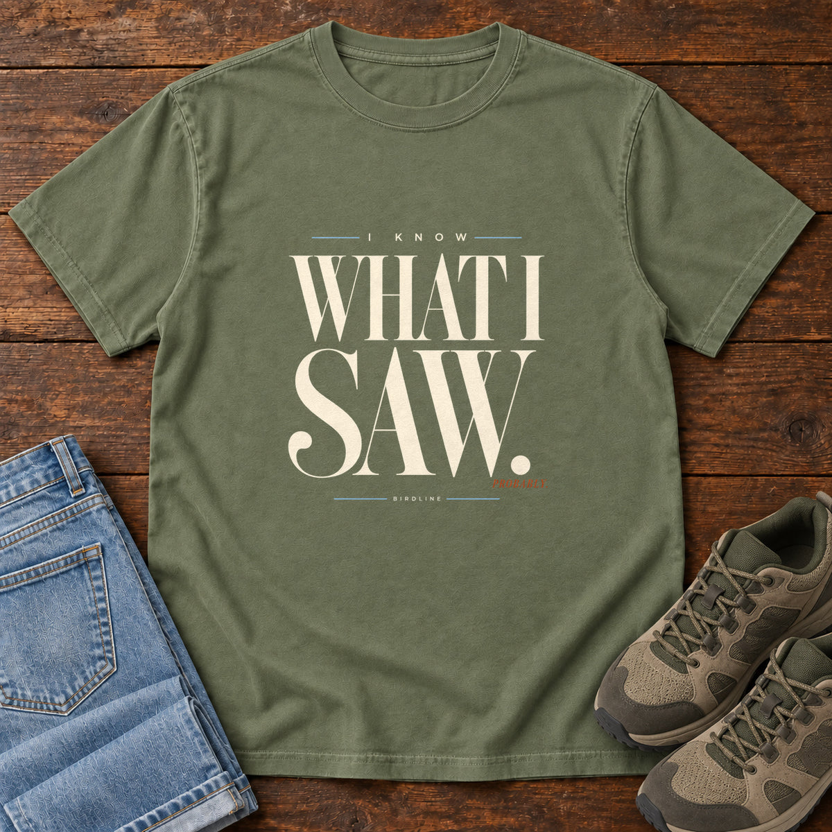 I Know What I Saw Probably T-Shirt in Moss