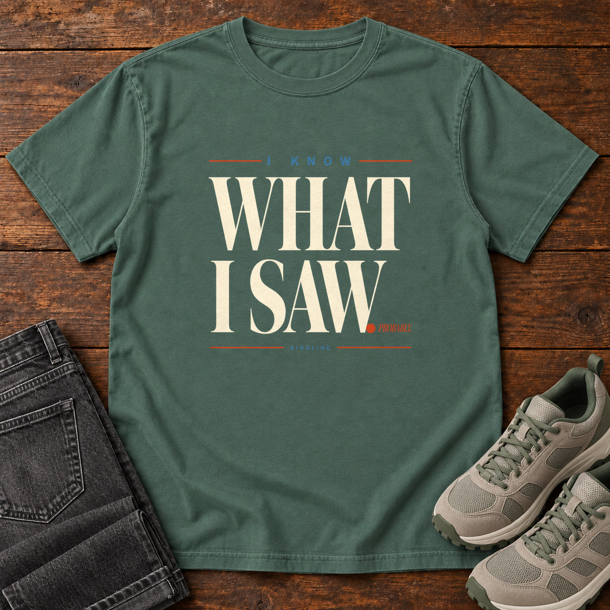 I Know What I Saw Variant T-Shirt in Blue Spruce