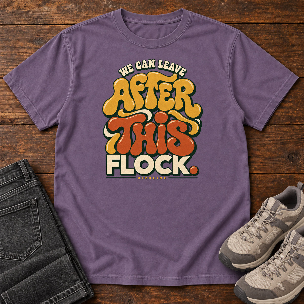 We Can Leave After This Flock T-Shirt in Grape